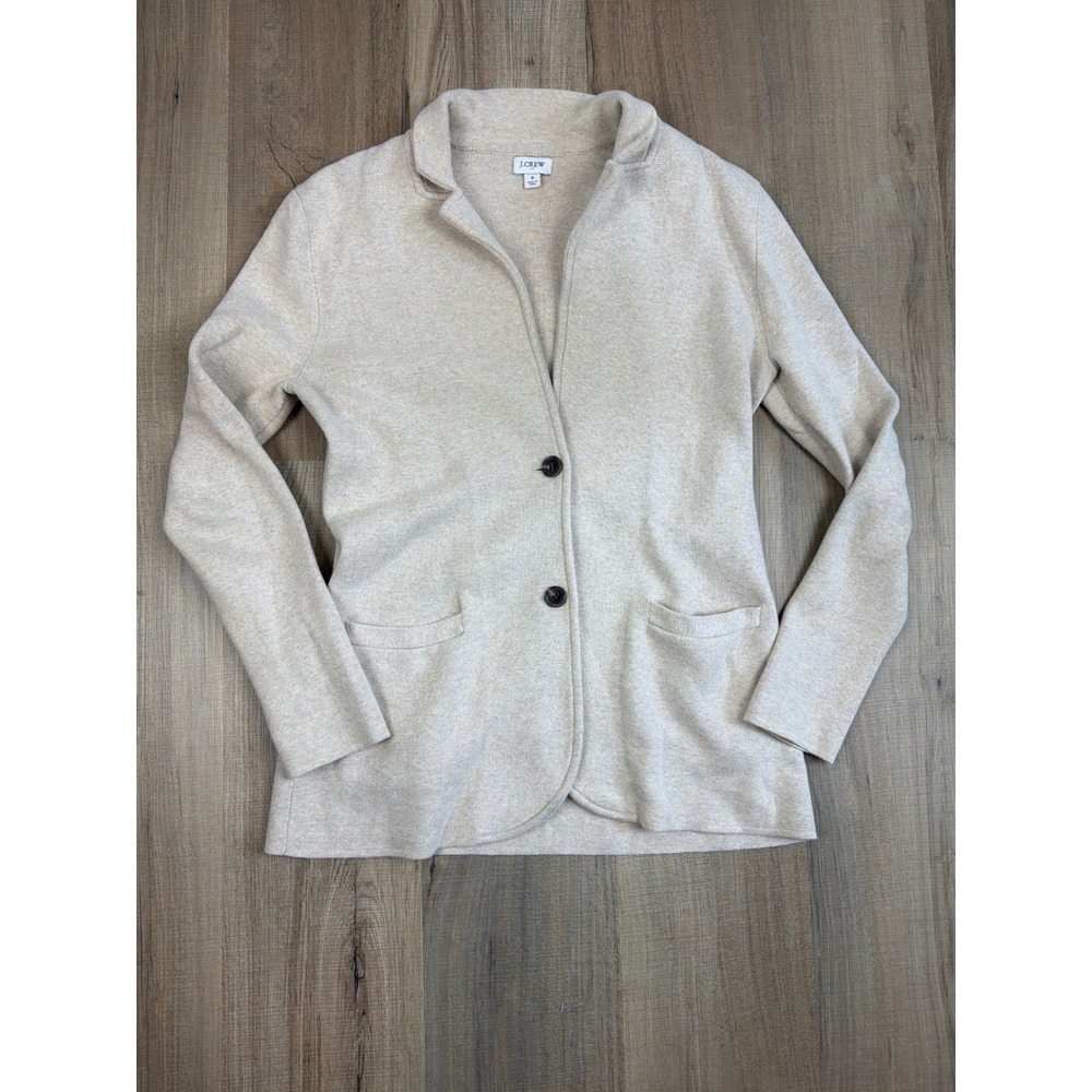 J.Crew Womens Oatmeal Heather Cotton Sweater Blazer Cardigan G9309 Beige Small